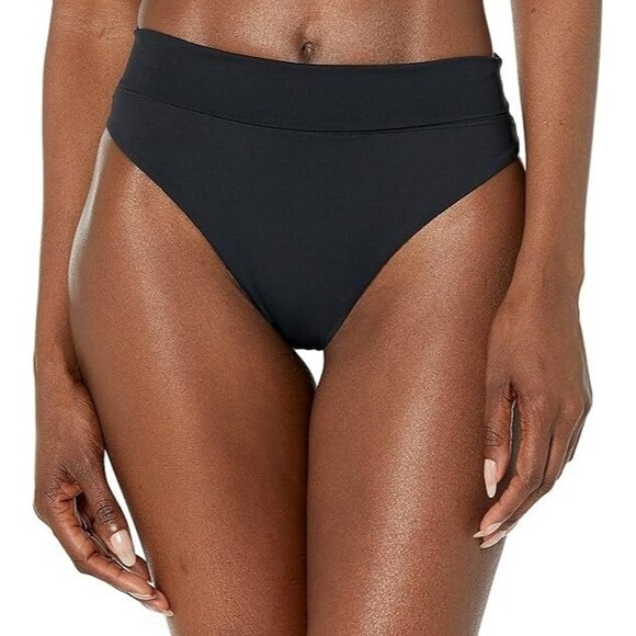 prAna Bikini Bottom Women Size XL Black High Rise High Leg Scrunch Butt Swimwear - Picture 4 of 14